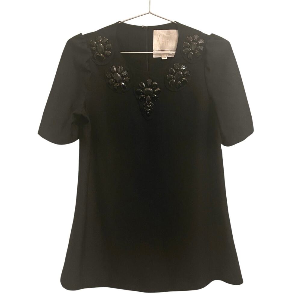 Karta Women’s Black Short Sleeve Tunic Jeweled Top Blouse S
